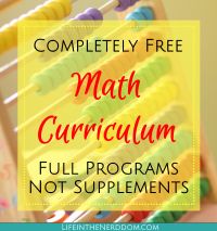 a wooden abant with the words, completely free math curicculam full programs notsupplements