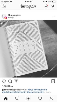 the instagram page on instagram com shows an image of someone's new year journal