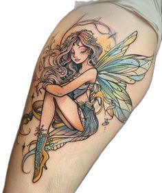 Vibrant Neo Traditional Tattoo Master Files Fairy Tattoo Ideas, Tattoo Fairy, Fairy Tattoos, Mystical Tattoos, Fairy Goddess, Pretty Tattoo, Hip Thigh Tattoos, Like A Tattoo, Fairy Tattoo Designs