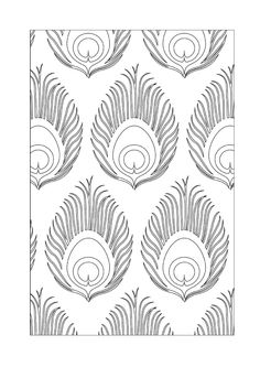 a black and white drawing of peacock feathers