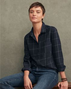 We took your favorite organic-cotton button-down shirt, recast it in our warm heritage flannel, and added a single chest pocket for a classic finish. The result: a fall essential done our way for your everyday.  Exclusive. Brushed for softness.  Long sleeves with button cuffs.  Button front.  Shirttail hem. Womens Flannel Shirt, Shirts Women Fashion, Garnet Hill, Cotton Flannel, Flannel Shirt, Women's Style, Shirt Shop, Garnet, Shirt Style