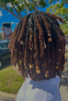 Loc Hair Jewelry Dreadlocks, Loc Jewelry On Short Locs, Locs With Jewelry, Locs And Beads, Short Locs Black Women, Loc Jewelry Hairstyles