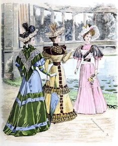 1890s Day Dress, Late Victorian Fashion, 1900 Fashion Plate, 1890 Fashion, Walking Dress, Victorian Era Fashion, Colour Fashion, Decades Of Fashion