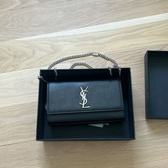 I Never Worn This Bag. I Have The Box, Dust Bag And Cloth. Silver Medium Kate Handbag By Ysl. Ysl Box, Saint Laurent Bags, Yves Saint Laurent Bags, Bag Silver, Box Bag, Branded Handbags, Medium Bags, The Box, Yves Saint Laurent