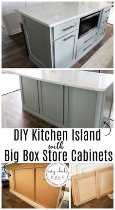 the diy kitchen island with big box store cabinets is easy to make and looks amazing