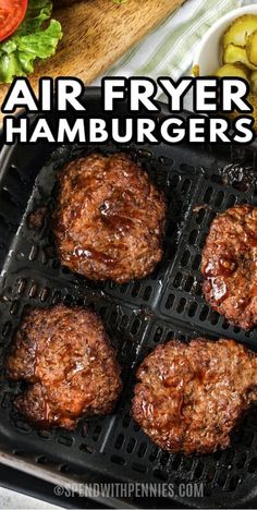 air fryer hamburgers are cooking on the grill