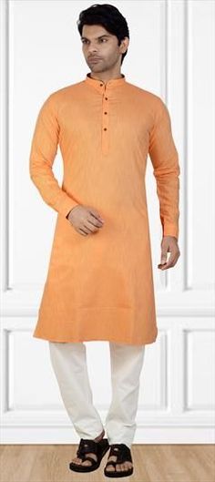 Orange color Kurta Pyjamas in Cotton fabric with Thread work Cotton Kurta, Thread Work, Super Sale, Orange Color, Top Styles, Pajamas