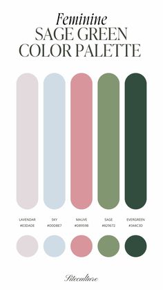 5 Gorgeous Sage Green Color Palettes You Need to See - Siteculture Sage Green Aesthetic Decor, Room Pallet Colors, Color Scheme With Sage Green, Colors That Go With Sage Green Clothing, Sage Palette Colour Schemes, Sage Green Color Palette Home, Dark Green Color Palette Bedrooms, Jade Green Palette