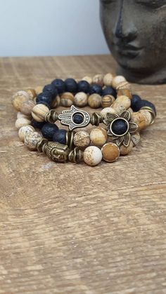 Mala Beads Mala Bead Bracelet Picture Jasper Gemstone - Etsy Mala Beads Diy, Mala Beads Bracelet, Lava Stone Bracelet, Oil Diffuser Bracelet, Essential Oil Diffuser Bracelet, Beads Mala, Chakra Jewelry, Diffuser Bracelets, Mala Bracelet