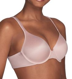 Fantastic everyday bra with no-show cups that provide great coverage and still let you wear plunge and low-cut necklines! Contour/t-shirt underwire cups have light stretch padding for a great rounded shape and adaptable no-show coverage. Patterned mesh cup overlay lies flat under clothing. Bandless front is more comfortable for short-waisted women. Plunge neckline is perfect for low-cut fashions. Center - wide, arched triangle panel. Microfiber sides and back have patterned mesh exteriors with s Short Waisted, Vanity Fair Bras, Short People, Comfortable Bras, Plunge Neckline, Everyday Bra, Underwire Bra, Plunging Neckline, Vanity Fair