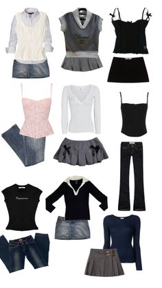 #outfitinspiration 🤍🧁 Coquette Outfit Pieces, Vamp Coquette Outfits, Coquette Outfit Collage, Cocuette Girl Outfits, Dark Coqquete Clothes, Girly Fits, Aesthetic Fits, Aesthetic Look, 2000s Fashion Outfits