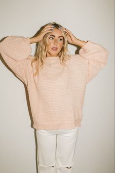 cozy + cool, this oversized peach sweater is a fall // winter wardrobe essential. it has the ideal slouchy silhouette + is made in the most stunning pastel peach color. the perfect oversized knit to throw on + slay any casual outing or fam gathering. Pastel Peach Color, Baby Shower Outfit Ideas, Free People Models, Peach Sweater, Spring Wardrobe Essentials, Oversized Sweater Outfit, Winter Wardrobe Essentials, Baby Shower Outfit, Fall Winter Wardrobe