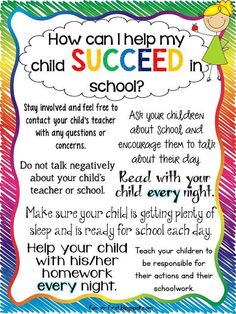 a poster that says how can i help my child's success in school?