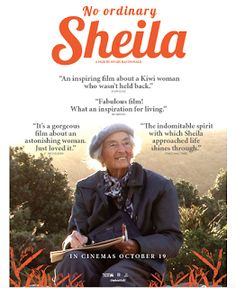 the movie poster for no ordinary sheila with an older woman sitting in front of trees