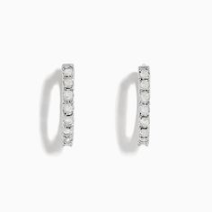 Effy 925 Sterling Silver Diamond Hoop Earrings Diamond Hoop Earrings, Silver Diamonds, Sterling Earrings, Sterling Silver Earrings, Hoop Earrings, Wedding Rings, 925 Sterling Silver, Engagement Rings, Sterling Silver