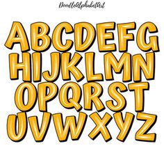 an orange and yellow alphabet with letters