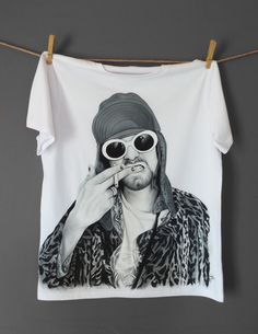 Kurt Cobain handpainted tshirt,Art Tee,Tshirt painting,No printed,Unique tee shirt,100% Nirvana cotton tshirt,handmade,fashion tshirt by NANAKOSMIDI on Etsy Unique Tshirt, Clothes Painting, Tshirt Painting, Fashion Tshirt, Tshirt Art, Unique Shirt, Gift Art, Top Gifts, Kurt Cobain