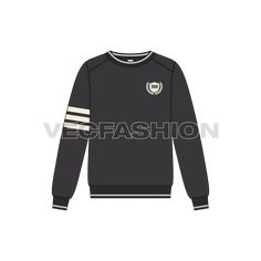 Three Stripes Crew Neck T-shirt For Sports Season, Sports Season Three Stripes Crew Neck T-shirt, Sports T-shirt With Contrast Stripes And Crew Neck, Sports T-shirt With Contrast Stripes, Fleece-lined Sportswear Sweatshirt For Sports, Vector Sketch, Sports Sweatshirts, Sporty Look, Fashion Flats