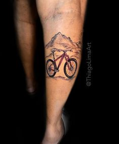 Tatuagem de Mountain Bike Vermelha e Preta Black Mountain Bike, Hebrew Tattoo, Tattoo Realism