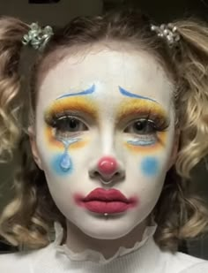 Valentine’s Day Clown Makeup, Soft Clown Core Makeup, Yellow Clown Makeup, Unique Clown Makeup, Crying Clown Makeup, Cherub Makeup, Clown Aesthetic Makeup, Clown Makeup Colorful, Casual Clown Makeup