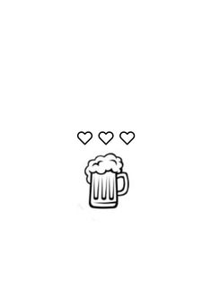 a beer mug with hearts floating out of it's top and the bottom half