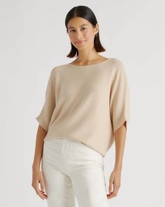 Lightweight Cotton Cashmere Link-Stitch Dolman Sweater Silk Pajamas Shorts, Dolman Sweater, Dolman Sleeve Sweater, Knit Blazer, Dolman Sleeve, Quince, Cashmere Sweaters, Crew Neck Sweater, Effortless Style