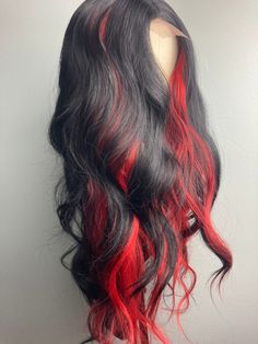 This Wigs item by OURBEAUTEBOUTIQUE has 77 favorites from Etsy shoppers. Ships from Brooklyn, NY. Listed on Jul 28, 2023 Side Part Lace Wig, Highlights Lace Front Wig, Black Hair With Red Highlights, Wig Side Part, Highlights Red, Red Hair Extensions, Black Red Hair, Long Wavy Wig, Highlight Wig