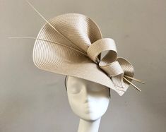 Fascinator, Hatinator for Wedding Party, Derby Races in Old Rose - Etsy Fitted Beige Straw Hat For Parties, Beige Fitted Top Hat For Party, Chic Hats With Pinched Crown For Royal Ascot, Chic Kentucky Derby Fascinator With Pinched Crown, Beige Headpiece For Royal Ascot Party, Beige Costume Hats And Headpieces For Royal Ascot Party, Beige Straw Hat For Royal Ascot Party, Beige Boater Hat For Kentucky Derby Party, Curved Brim Fascinator For Church At Royal Ascot