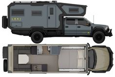 an image of a truck with a camper on the back and bed in front