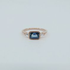 Maggey Blue Sapphire Ring, 14k Stacking ring, Diamond and Sapphire ring, Sapphire ring, Diamond ring, Vintage inspired ring Engament Rings, Art Deco Sapphire Ring, Vintage Engagement Rings Sapphire, Vintage Inspired Rings, Alternative Engagement Ring, Cute Engagement Rings, Diamond Baguette, Baguette Ring, Vintage Sapphire