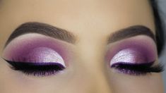 Silver Glitter Eye Makeup, Purple Eye Makeup Tutorial, Eye Makeup Glitter, Silver Eyeliner, Cut Crease Makeup Tutorial, Halo Eye Makeup, Silver Eye Makeup, Shimmer Eye Makeup, Purple Smokey Eye