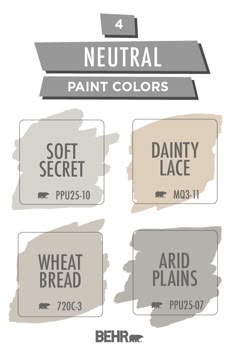 the four neutral paint colors are shown in this graphic style, and each color is different