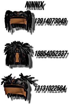 three different types of hair are shown in black and brown colors, with the numbers below them