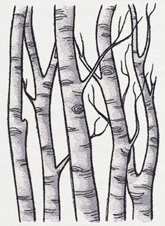 a drawing of trees with no leaves on them