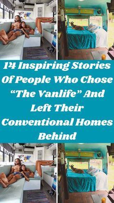 four pictures of people who chose the vanlife and left their conventional homes behind