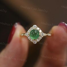 We only use 100% natural, untreated and undyed Type-A jadeite jade. All our diamonds are 100% natural. (color: F-G clarity: SI1-VS) We use only conflict-free diamonds and gemstones. Every piece of precious gemstone, is personally handpicked by us, to ensure the most desirable color and clarity you deserve. Also available in other colored gemstones upon request. Please get in touch with us! Production time Our jewelry is purely handmade, every production detail, we pay close attention to, every s Green Jade Wedding Rings, Jade Crystal Wedding Ring, Elegant Jade Wedding Rings, Elegant Round Jade Rings, Elegant Jade Ring Jewelry, Jade Wedding Ring, Jade Engagement Ring, Green Jade Ring, Pink Diamonds Engagement