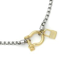 Stainless steel chain 18.5" length 18k gold plated brass lock pendant Hypoallergenic Tarnish resistant Single Necklace, Bracelet Stacks, Minimalist Jewellery, Lock Pendant, Horseshoe Pendant, Bling Ring, Fake Designer, Layered Necklace Set, Stylish Bracelet