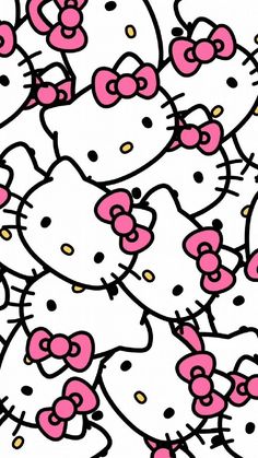 a bunch of hello kitty wallpapers in pink and white