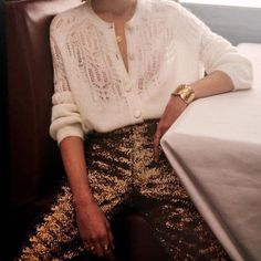 Hey Y’all, I’m Hoping To Find These Bitchin Gold Sequin Baptisto Trousers In A 38 Or 40 Hollow Sweater, Bob Pixie, Curls For Long Hair, Paris Mode, Mohair Cardigan, Women Sweater, Knitting Women Sweater, Looks Chic, Looks Style