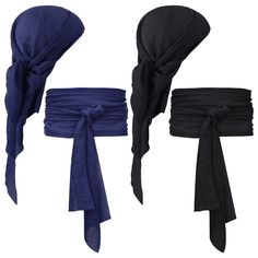 PRICES MAY VARY. Nice Pirate Costume Set: you will receive 2 pieces of pirate sashes and 2 pieces of head scarfs, coming in black and dark blue color, sufficient to meet your your Halloween party decoration needs and other requirements Size Details for Your Reference: the pirate head wrap is about 83 x 83 cm/ 32.68 x 32.68 inches, and the pirate sash is about 144 x 10 cm/ 56.69 x 3.94 inches, long enough to wrap your waist 2 circles, one size fits most men and women Serving You for a Long Time: Pirate Head Scarf, Pirate Sash, Women Pirate, Pirate Costume Accessories, Pirate Hair, Pirate Bandana, Pirate Cosplay, Head Bandana, Female Pirate Costume