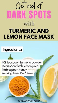 Lemon And Turmeric For Face, Turmeric Face Mask Dark Spots, Mask For Dark Spots, Honey Masks, Turmeric Benefits For Skin, Fibermyalgia Symptoms, Sweet December, Face Mask Ingredients, Tumeric Face