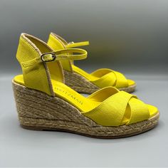 Size: 8 B Condition: New Without Tag/Box Flaws: Little Scratches On Insole - Look Pictures For Details Espadrille Wedge, Stuart Weitzman Shoes, Espadrille Shoes, Espadrilles Wedges, Pistachio, Yellow Color, Stuart Weitzman, Wedge Sandals, Espadrilles