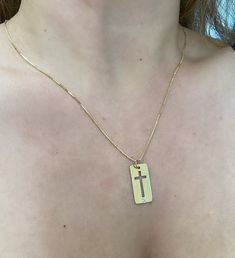 Excited to share this item from my #etsy shop: 14k Engraved Cross Gold Bar Pendant. Custom Real Gold Engraved Cross with Single Diamond Necklace. Layering Trendy Cross. Baptism Gift. 14k Gold Engraved Crucifix Necklace, Engraved Yellow Gold Crucifix Jewelry, Personalized Gold Crucifix Jewelry, Gold Sterling Silver Cross Necklace For Anniversary, Personalized Yellow Gold Necklaces For First Communion, Personalized Yellow Gold Necklace For First Communion, Memorial Engraved Cross Pendant Necklace, Personalized Yellow Gold Cross Pendant Jewelry, Gold Cross Pendant Necklace For Memorials