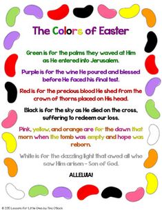 the color of easter poem for kids to use in their homes and school projects, including an easter egg hunt