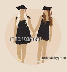 two girls in graduation gowns holding hands and looking at each other with the caption 11 / 12 / 08