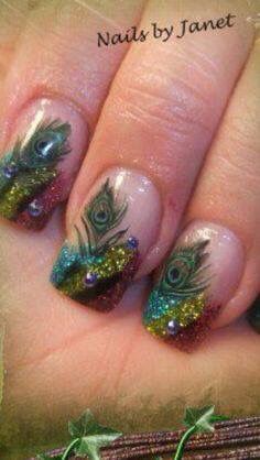 Peacock Nails Finger Nail Art, Blue Nail, Nail Styles, Best Images, Peacock Feathers