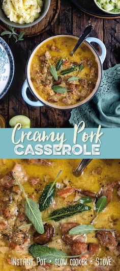 creamy pork casserole with potatoes and sage