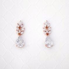 Marquise and Pear Teardrop Jewels CZ Earrings - Cassandra Lynne Rose Gold Bridal Earrings, Dolphin Jewelry, Gem Diamonds, Jeweled Earrings, Cz Earrings, Rose Gold Jewelry, Emerald Jewelry, Lovely Earrings, Stunning Jewellery