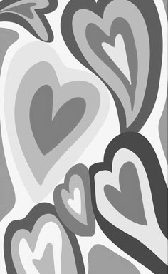 an abstract painting with hearts in grey and white