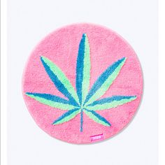 Round Bath Rug With Rubber Backing But Honestly Could Be Used Anywhere! Sold Out By The Manufacturer!!! Leaf Plush, Pink Bath Rug, Round Bath Rug, Red Bath Mat, Victoria Secret Christmas, Pink Bath Mat, Victoria Secret Pink Logo, Pink Baths, Novelty Rugs